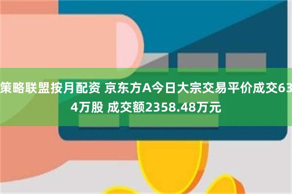 策略联盟按月配资 京东方A今日大宗交易平价成交634万股 成交额2358.48万元