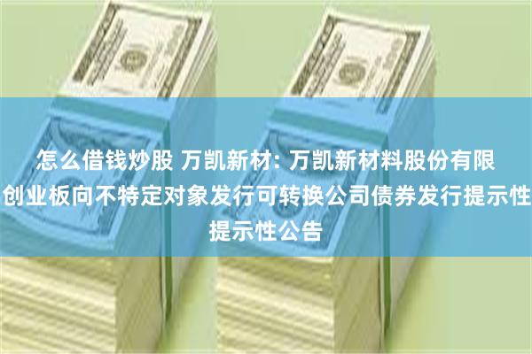 怎么借钱炒股 万凯新材: 万凯新材料股份有限公司创业板向不特定对象发行可转换公司债券发行提示性公告