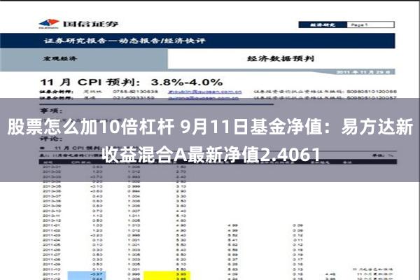 股票怎么加10倍杠杆 9月11日基金净值：易方达新收益混合A最新净值2.4061