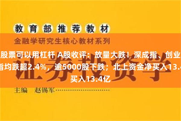 股票可以用杠杆 A股收评：放量大跌！深成指、创业板指均跌超2.4%，逾5000股下跌；北上资金净买入13.4亿