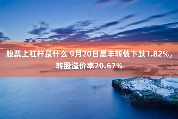 股票上杠杆是什么 9月20日晨丰转债下跌1.82%，转股溢价率20.67%