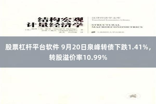 股票杠杆平台软件 9月20日泉峰转债下跌1.41%，转股溢价率10.99%